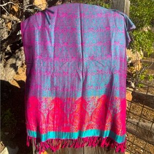Cashmere, Silk Colorful Print Shawl